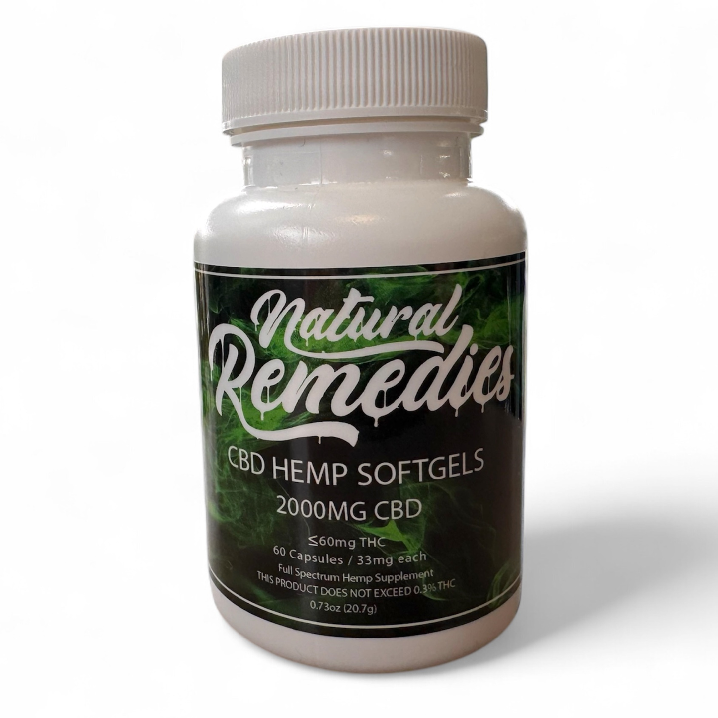 Natural Remedies Full Spectrum CBD Soft Gel Capsules - 60 Count/33mg each - 2000mg