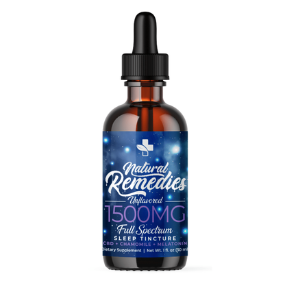 Tintura de CBD de espectro completo orgánico Natural Remedies 1500mg "Sueño" melatonina y manzanilla 30ml <0.3% THC