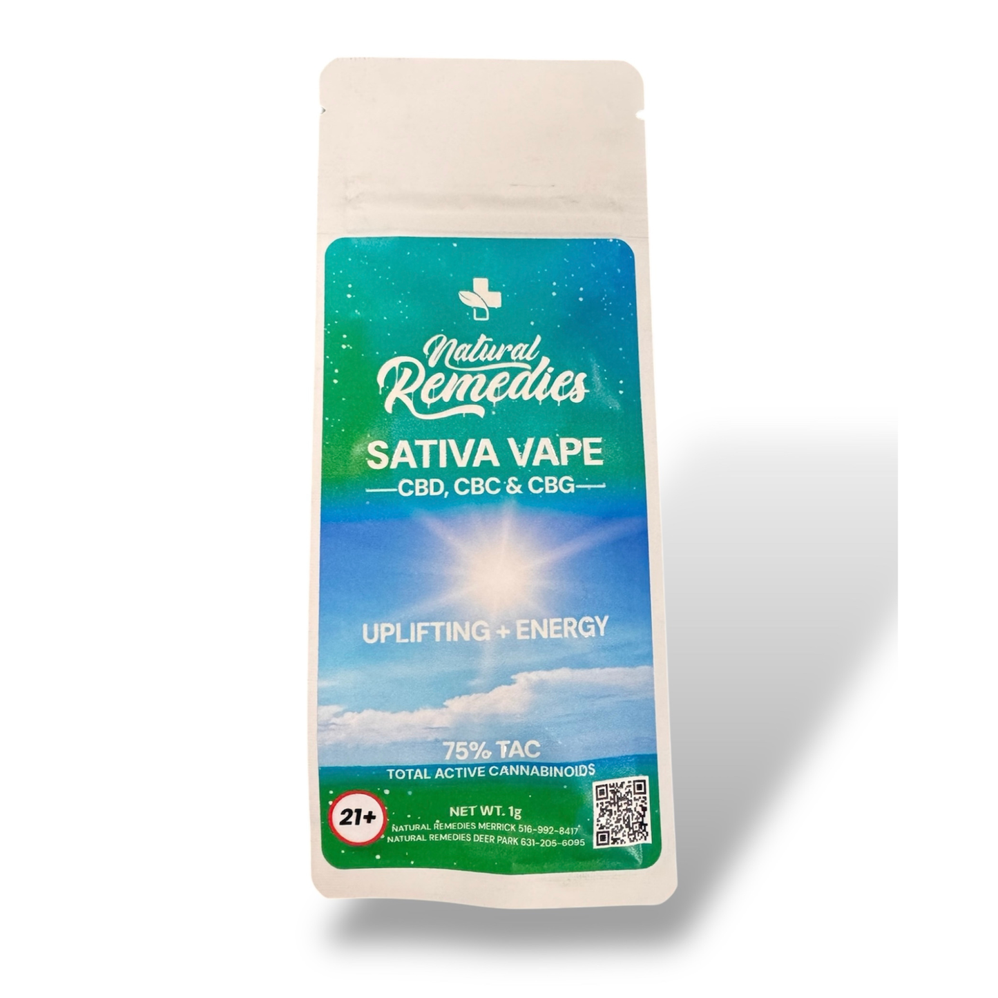 Natural Remedies Sativa CBD/CBC/CBG Uplifting + Energy Disposable Vape Cartridge - 1g <0.3% THC