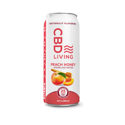 Bebida de agua con gas CBD Living Peach Honey - 25 mg