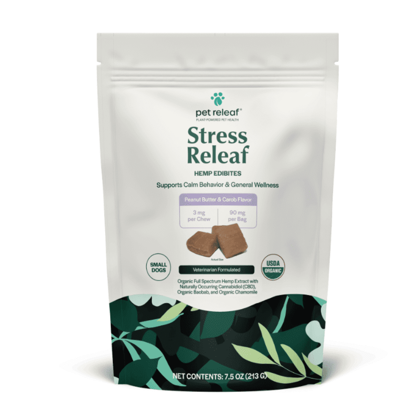Pet Releaf CBD Edibites Calming Peanut Butter & Carob – Small/Medium Breed
