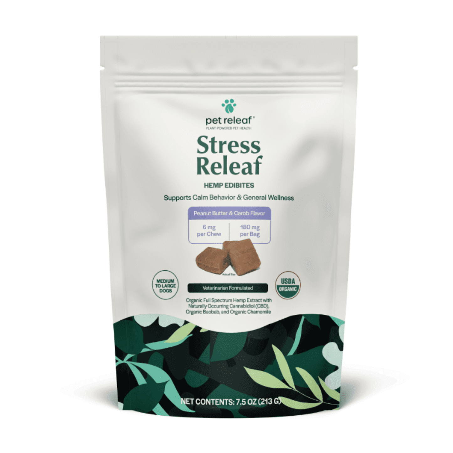 Pet Releaf CBD Edibites Calming Peanut Butter & Carob – Large Breed