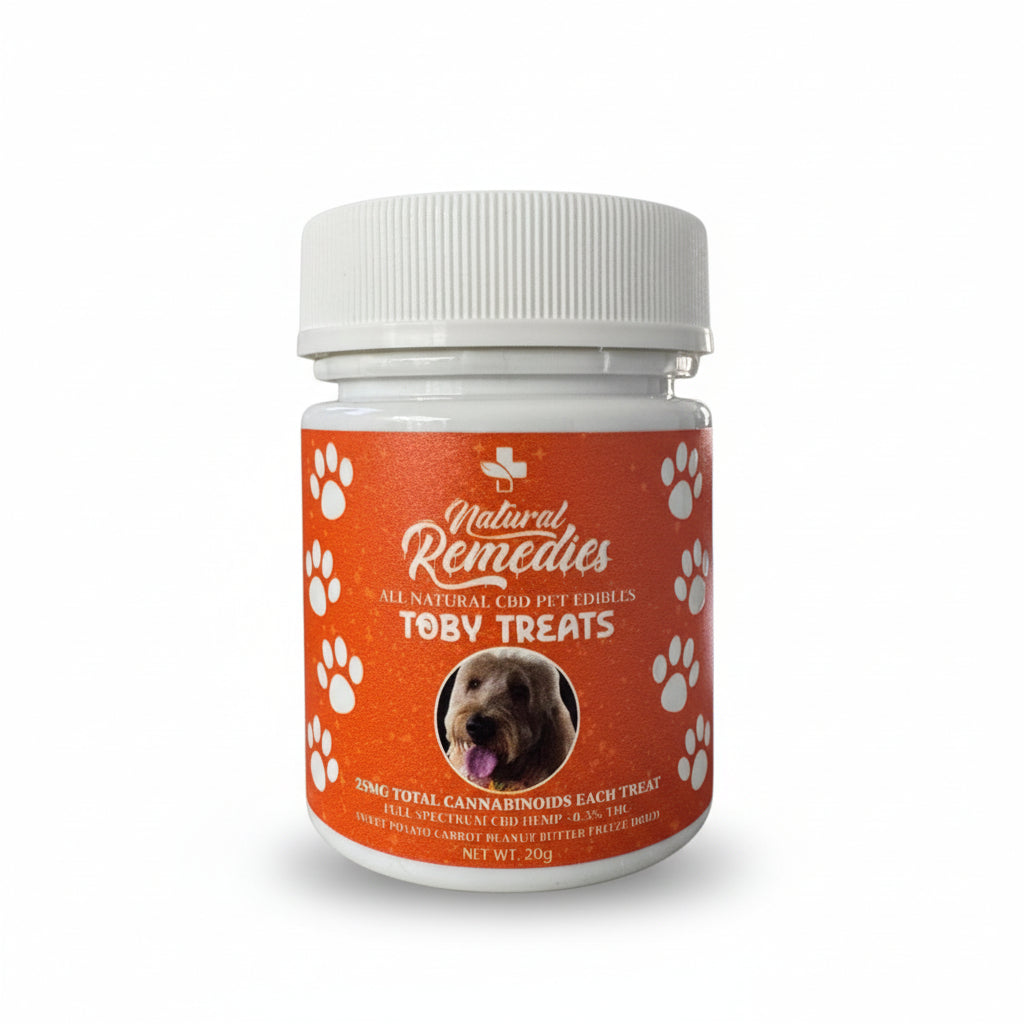 Natural Remedies “Toby Treats” Pet Edibles - 750mg Bottle - 25mg Per Treat (20mg CBD + 5mg CBN) Freeze Dried Nanotechnology