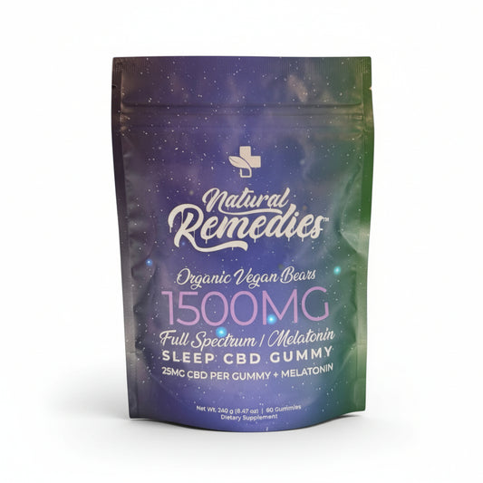 Natural Remedies 1500mg CBD + Melatonin Sleep Gummies - 25MG Per Gummy - 60 Piece Jar