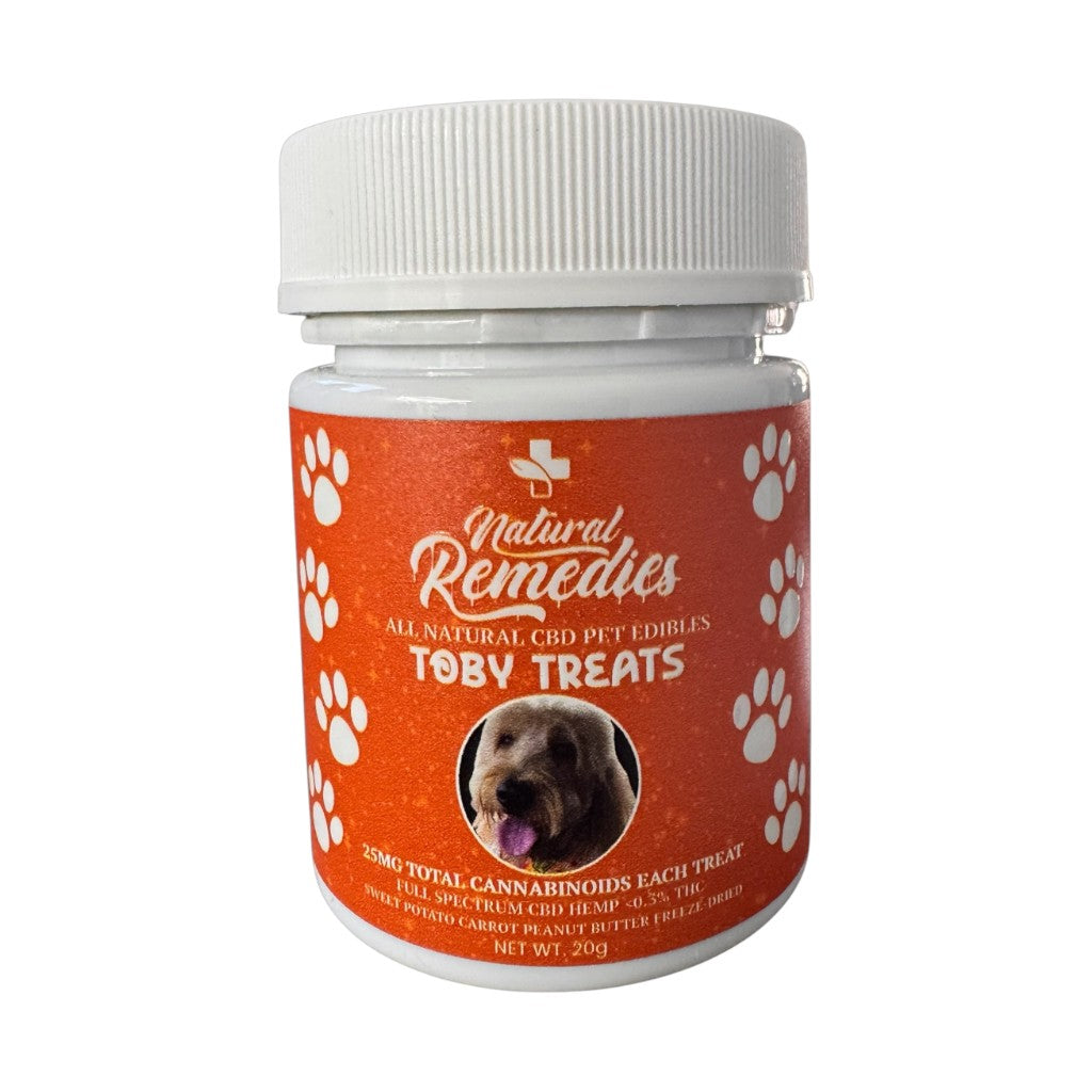 Natural Remedies “Toby Treats” Pet Edibles - 25mg Per Treat (20mg CBD + 5mg CBN) Freeze Dried Nanotechnology