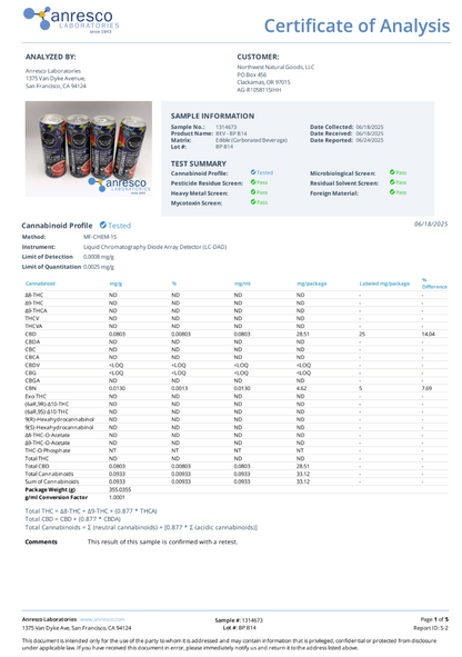 Wyld Blueberry Pomegranate Sparkling Water “Night time” - 25mg CBD + 5mg CBN 0.00% THC (THC FREE)