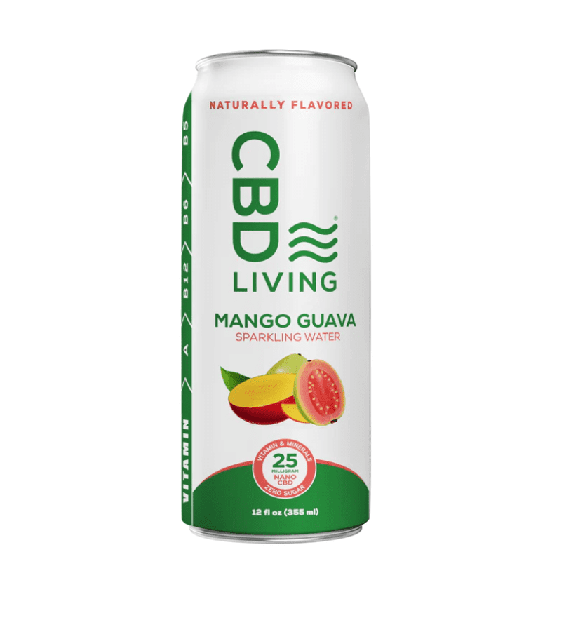 Can of CBD Living Mango Guava Sparkling Water Drink